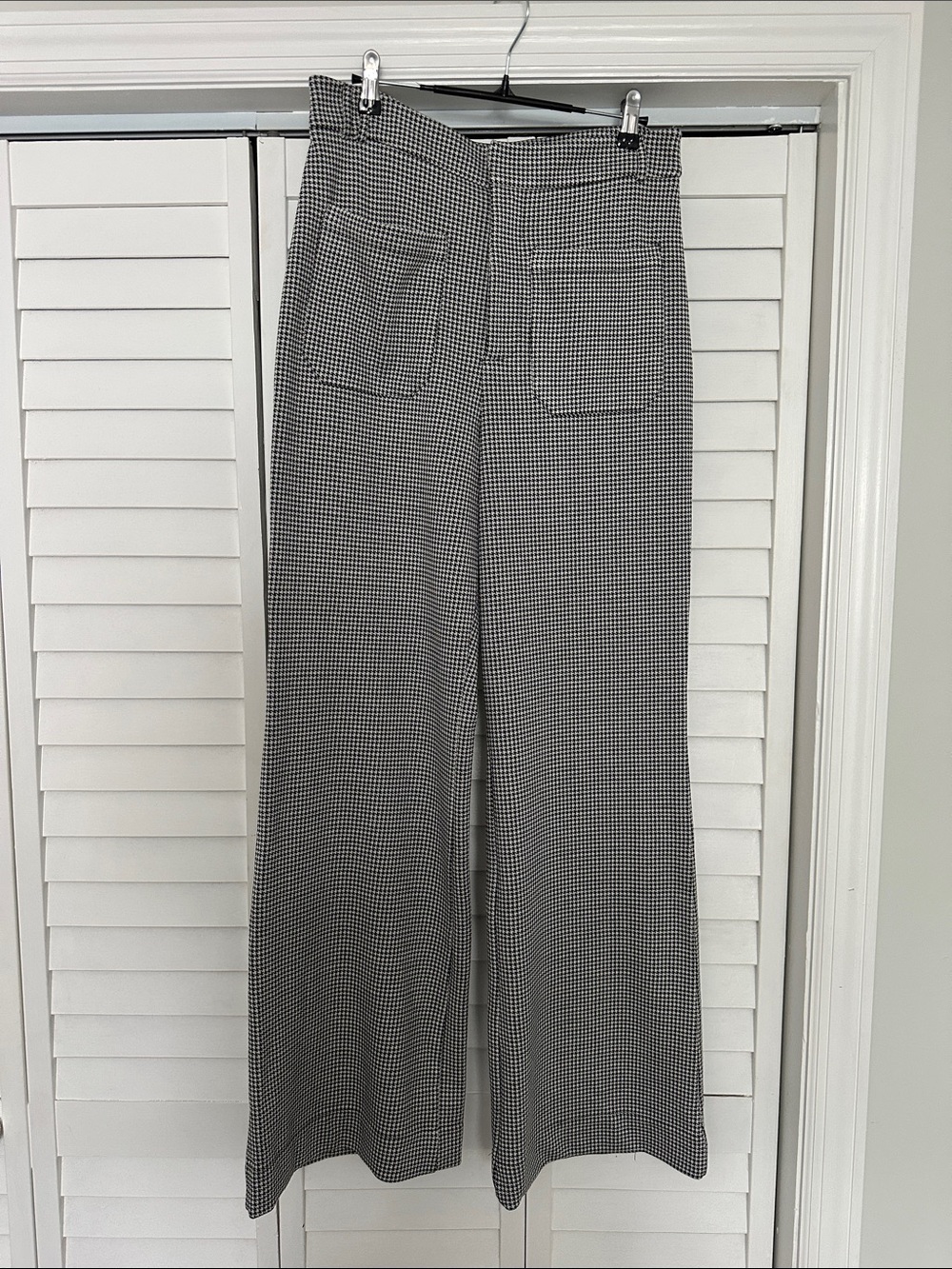 High-Waist Wide Leg Checked Pants - Black & White